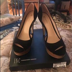 INC black suede Stiletto pumps, size 9
